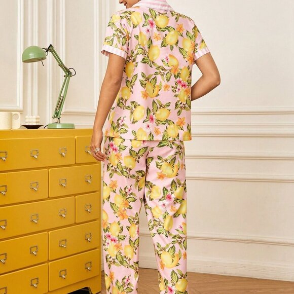 Multicolor Casual Women's Minimalist Sleepwear Pajama Set - Picture 2 of 6